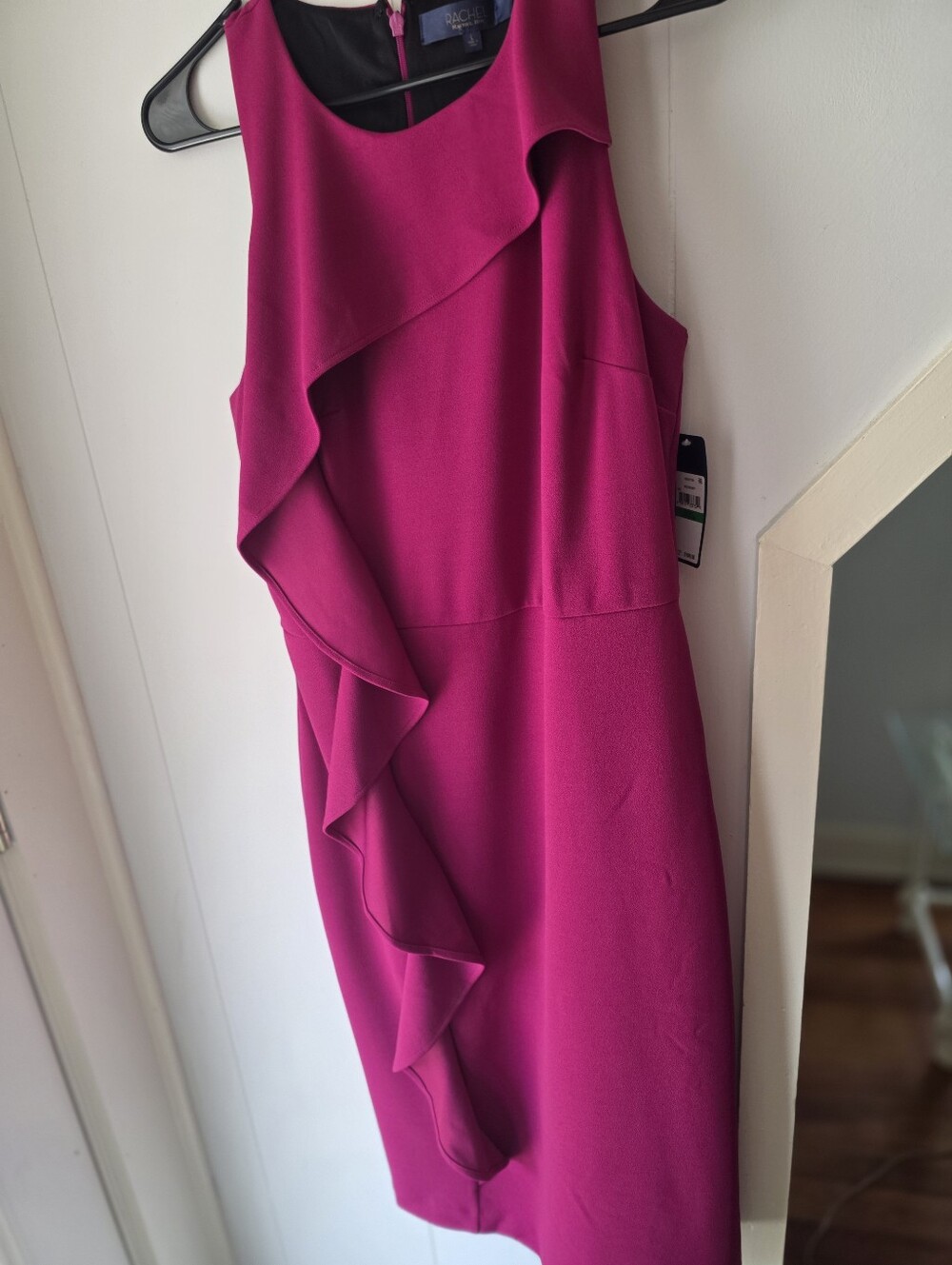 NWT RACHEL Rachel Roy Sleeveless Ruffle Midi Dress in Magenta Size L
